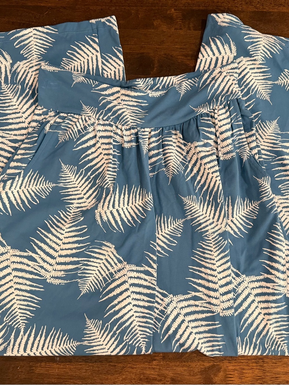AVA SKY Blue Fern Print Wide Leg Pants Size Small